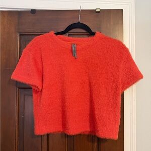 Anthropologie Fiery Red Fuzzy Sweater
